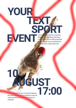 Renkli spor afişi. Tasarımınız için şablon, kopyalanma alanı