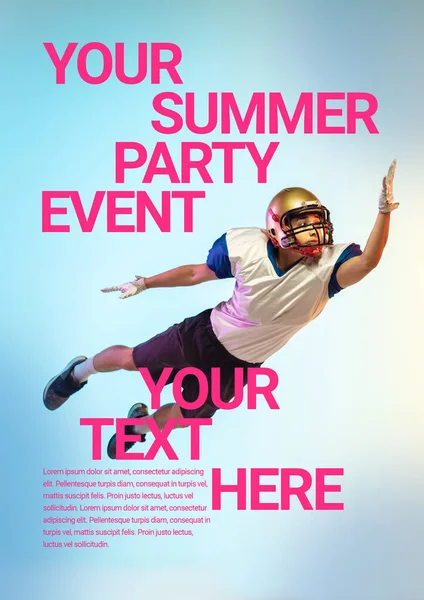 Sport event poster in neoned colors. Template, copyspace for your design — Stock Photo, Image