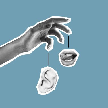 Modern tasarım, çağdaş sanat kolajı. İlham, fikir, modaya uygun şehir dergisi tarzı.