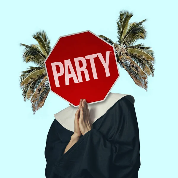 Contemporary art collage, modern design. Party mood — Stock Photo, Image