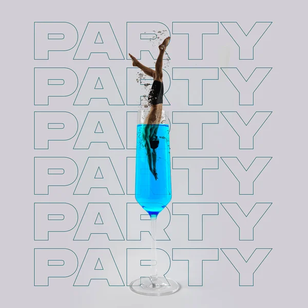 Contemporary art collage, modern design. Party mood — Stock Photo, Image