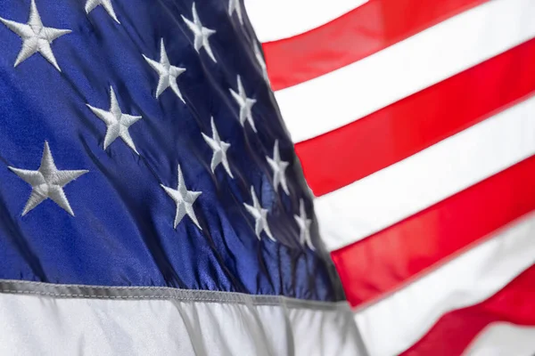 Egy közeli amerikai nemzeti zászló. Emléknap, Munkanap, Függetlenség napja munkaszüneti napok. — Stock Fotó