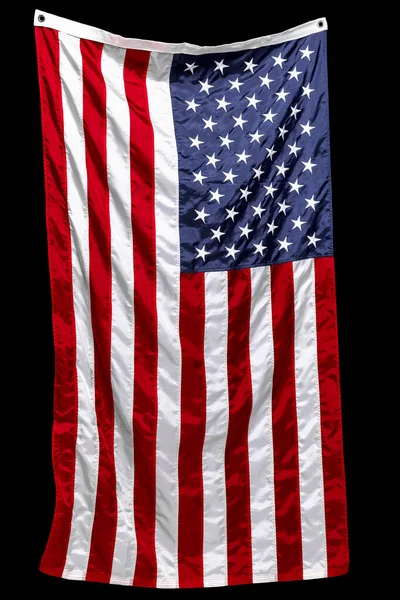 Vlag van de VS geïsoleerd over donker zwarte achtergrond. Memorial Day, Dag van de Arbeid, Dag van de Onafhankelijkheid feestdagen. — Stockfoto
