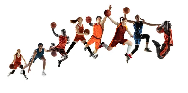 Коллаж различных профессиональных спортсменов, подходят люди в действии и движения изолированы на белом фоне. Flyer. — стоковое фото