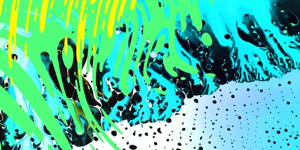 Arte moderno, fondo de colores jugosos brillantes. Técnica de pintura flotante. Diseño de fondo de pantalla de acuarela o telón de fondo para dispositivo con ondas y espalacas de colores verdes y blancos. —  Fotos de Stock