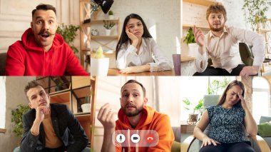 Grup olarak çalışan takım video çağrısı paylaşım fikirleri beyin fırtınası video konferansı kullanın.