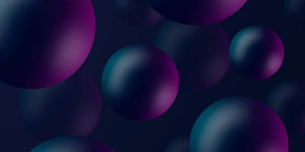 Dynamiska studsande bollar och kopiera utrymme för text. Mörkblå bakgrund med rosa neonljus. Plattform, utställningsbas för mallen. 3D-återgivning illustration — Stockfoto