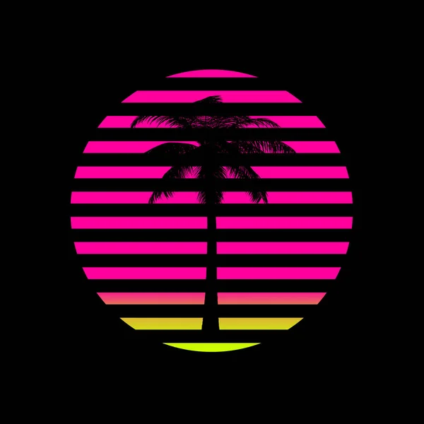 Modern design, contemporary art collage. Inspiration, idea, trendy urban magazine style. Palm tree on desert island isolated on black pink background — Stock Fotó