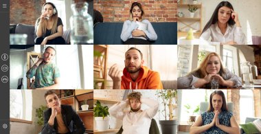 Grup olarak çalışan takım video çağrısı paylaşım fikirleri beyin fırtınası video konferansı kullanın.