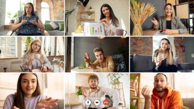 Grup olarak çalışan takım video çağrısı paylaşım fikirleri beyin fırtınası video konferansı kullanın.