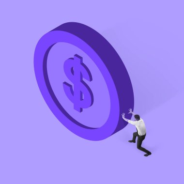 Bir işadamıyla kompozisyon dolar işaretli büyük bir para atıyor. Reklam için kopyalama alanı, teklif