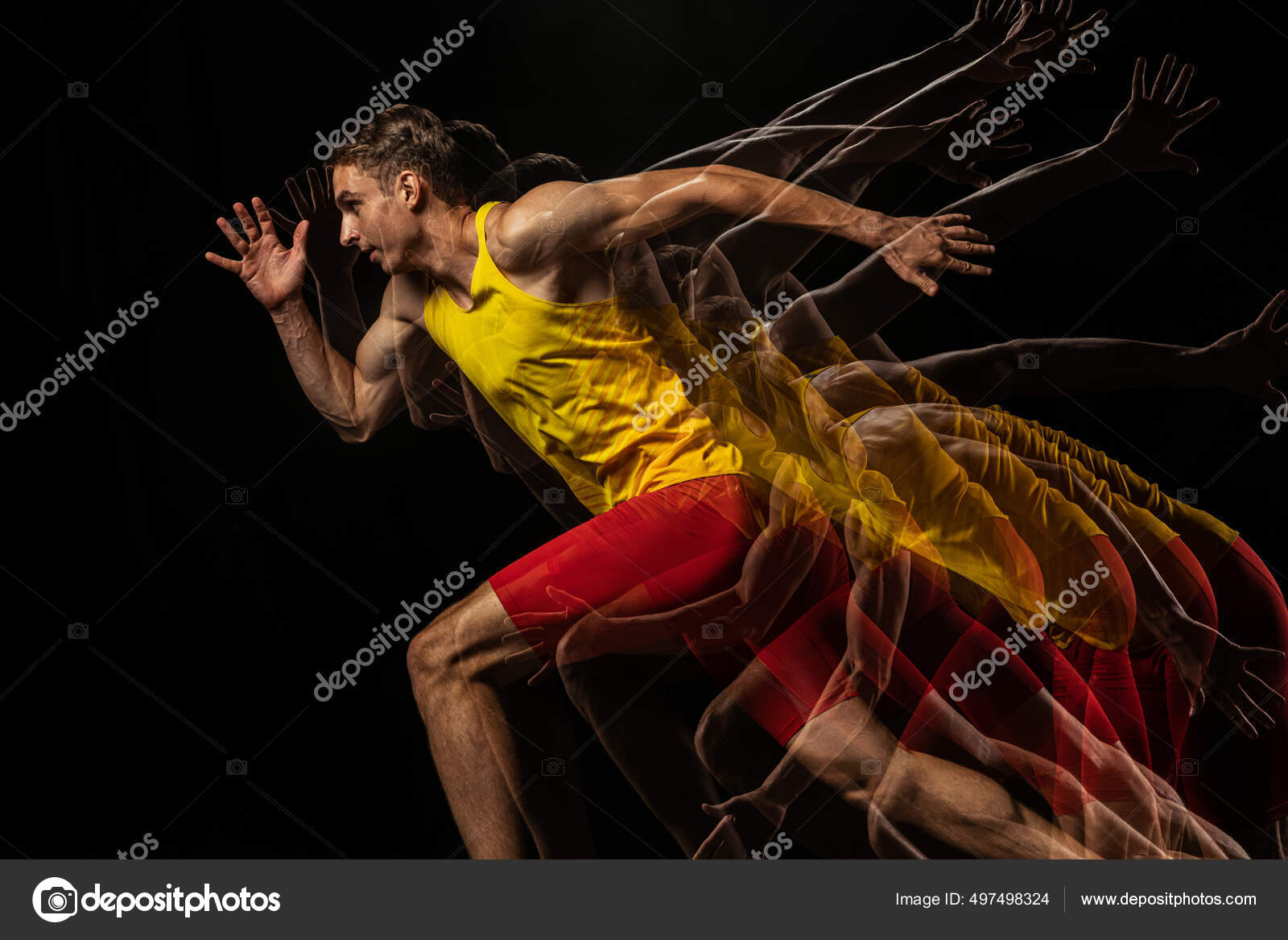 Fiery Soccer Player Isolated on Dark Background. the Concept of