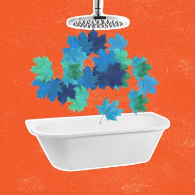 Minimalizm, çağdaş sanat kolajı. İlham, fikir, modaya uygun şehir dergisi tarzı. Sonbahar havası, güzellik ve doğa konsepti. Sanat eserleri