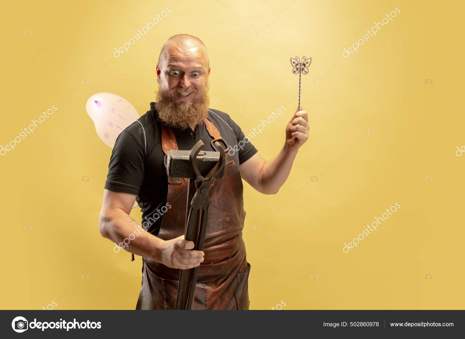 Download Goofy Man Expressing Surprise while Holding an Axe