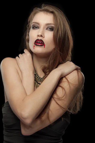Retrato de uma mulher vampira gótica pálida — Fotografia de Stock