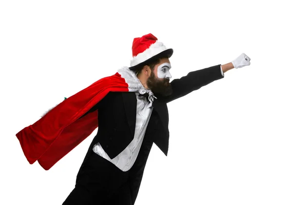 Man with christmas hat and a Santa's sack — Stock Photo, Image