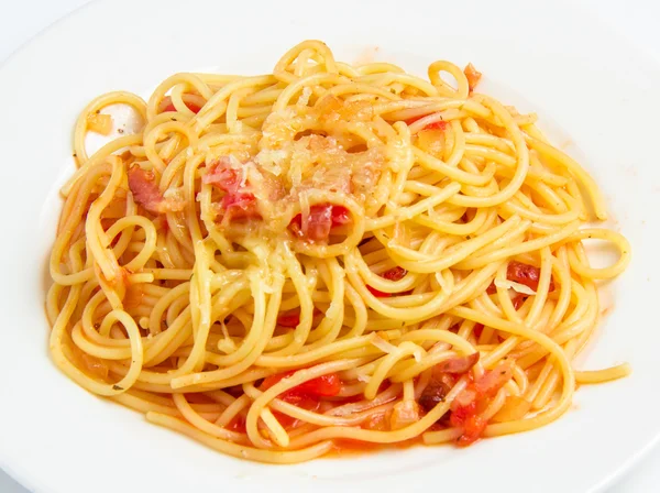 Pasta met spek — Stockfoto