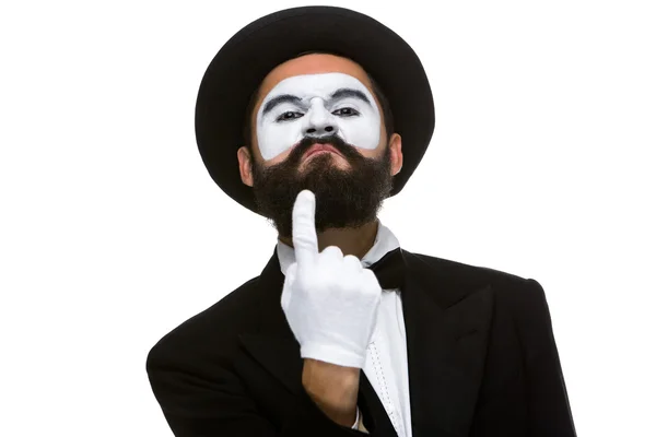 Portret van mime met wijzende vinger — Stockfoto