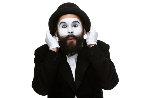 Portrait of the surprised mime — Stock Photo, Image