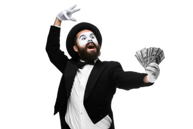 mime as a businessman screaming with delight clipart