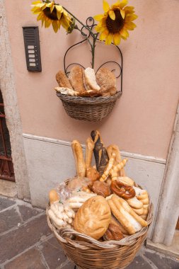 Cart of bread in the streets clipart