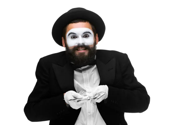 MIME als zakenman aanhouden van geld — Stockfoto