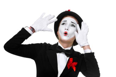 Açık ağız ile şaşırmış ve neşeli MIME portresi