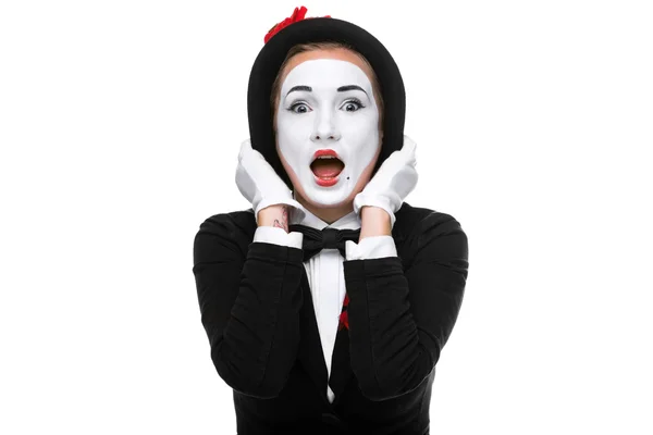 Portrait of the surprised mime — Stock Photo, Image