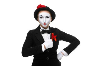 Şaşırdım ve neşeli MIME portresi