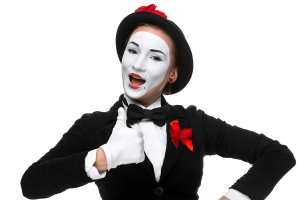 Portrait of the surprised and joyful mime — Stock Photo, Image