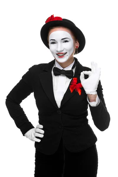 Portret zaskoczony i radosny mime — Zdjęcie stockowe