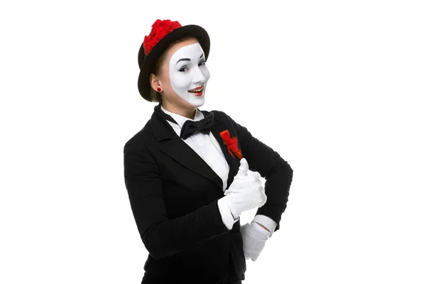 Portrait of the surprised and joyful mime — Stock Photo, Image