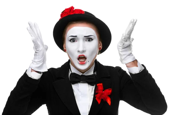 Portret zły i obecna mime — Zdjęcie stockowe