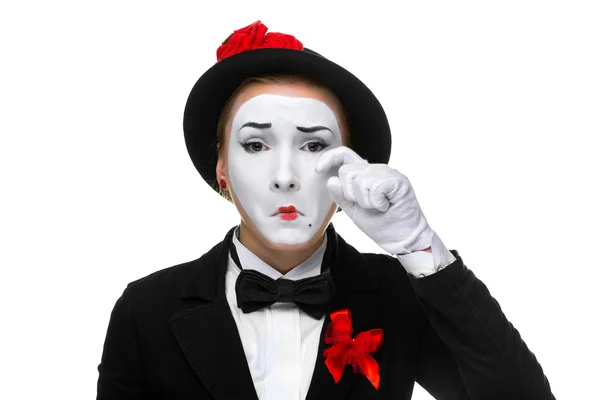 Thesad 和哭泣的 mime 的肖像 — 图库照片