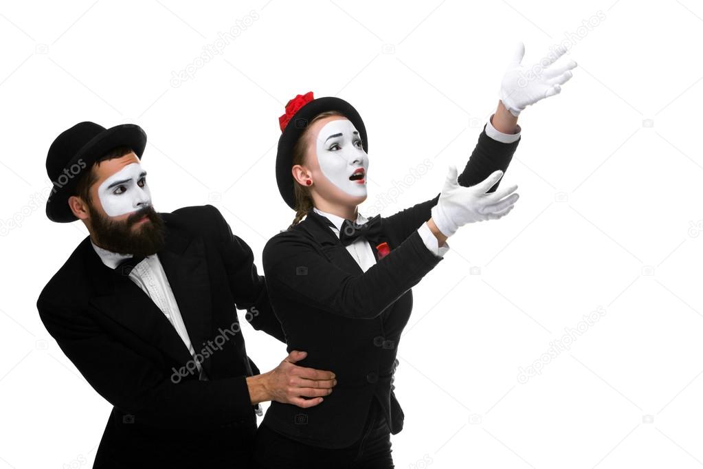 mime holding another one up and running