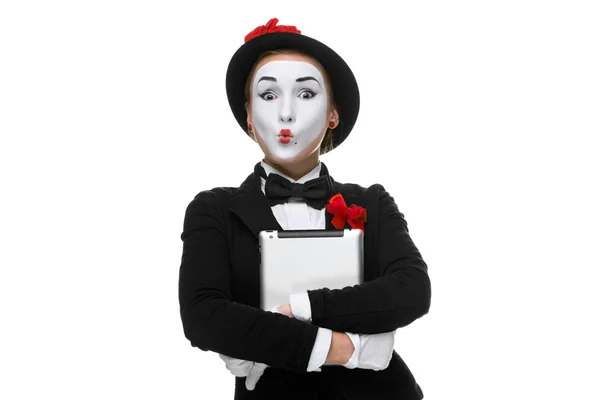 Surprised mime isolated on white background — Stock Photo, Image