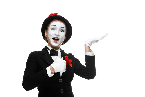 Portret zaskoczony i radosny mime — Zdjęcie stockowe