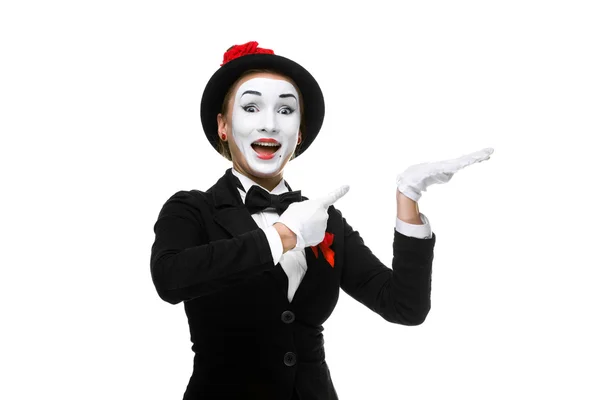 Portrait of the surprised and joyful mime — Stock Photo, Image