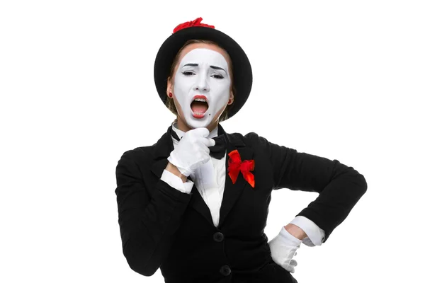 Portrait of the singing mime with open mouth — Stock Photo, Image