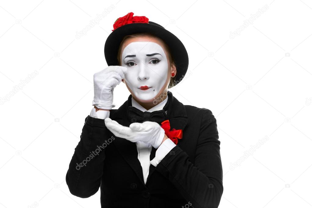 Portrait of the sad and crying mime