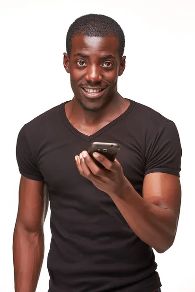 Portrait d'un homme africain parlant au téléphone — Photo