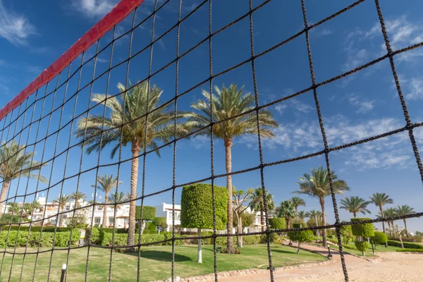 Volleyball net on a background blue sky — Stock Photo, Image