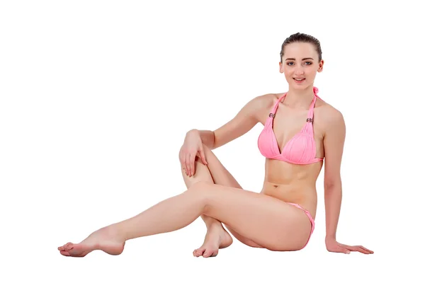 Beautiful young woman in pink swimwear — Stock Photo, Image