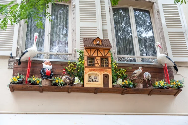 The originally decorated window in Strasbourg.  France — Stock Photo, Image