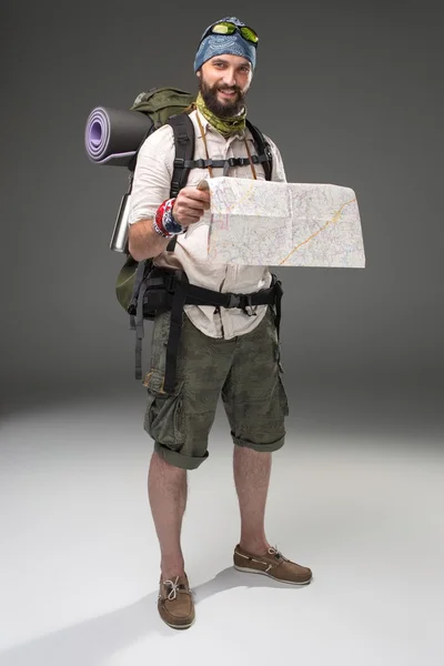 Portrait of a male fully equipped tourist — Stock Photo, Image
