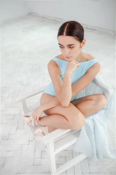 Young modern ballet dancer posing on white background — Stock Photo, Image