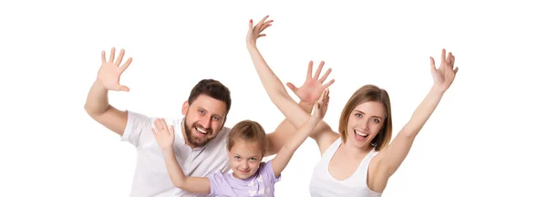 Happy family on white background — Stock Photo, Image