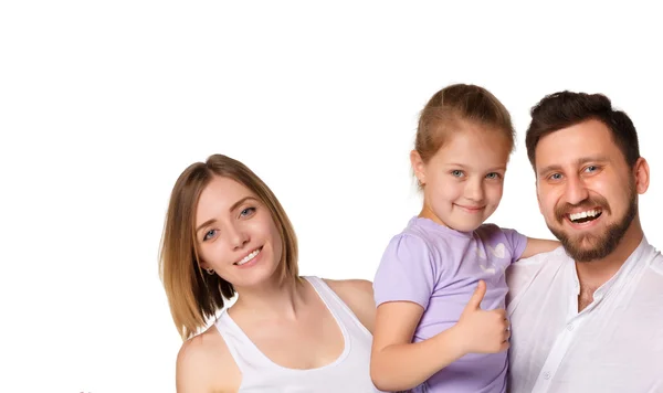 Happy family on white background — Stock Photo, Image
