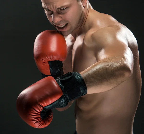 Boxeador jovem boxe — Fotografia de Stock