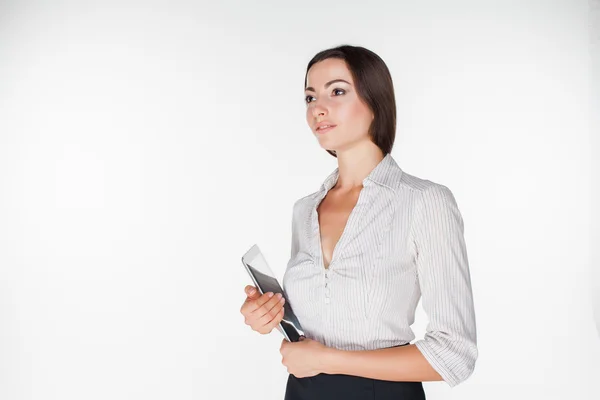 Joven mujer de negocios con portátil — Foto de Stock